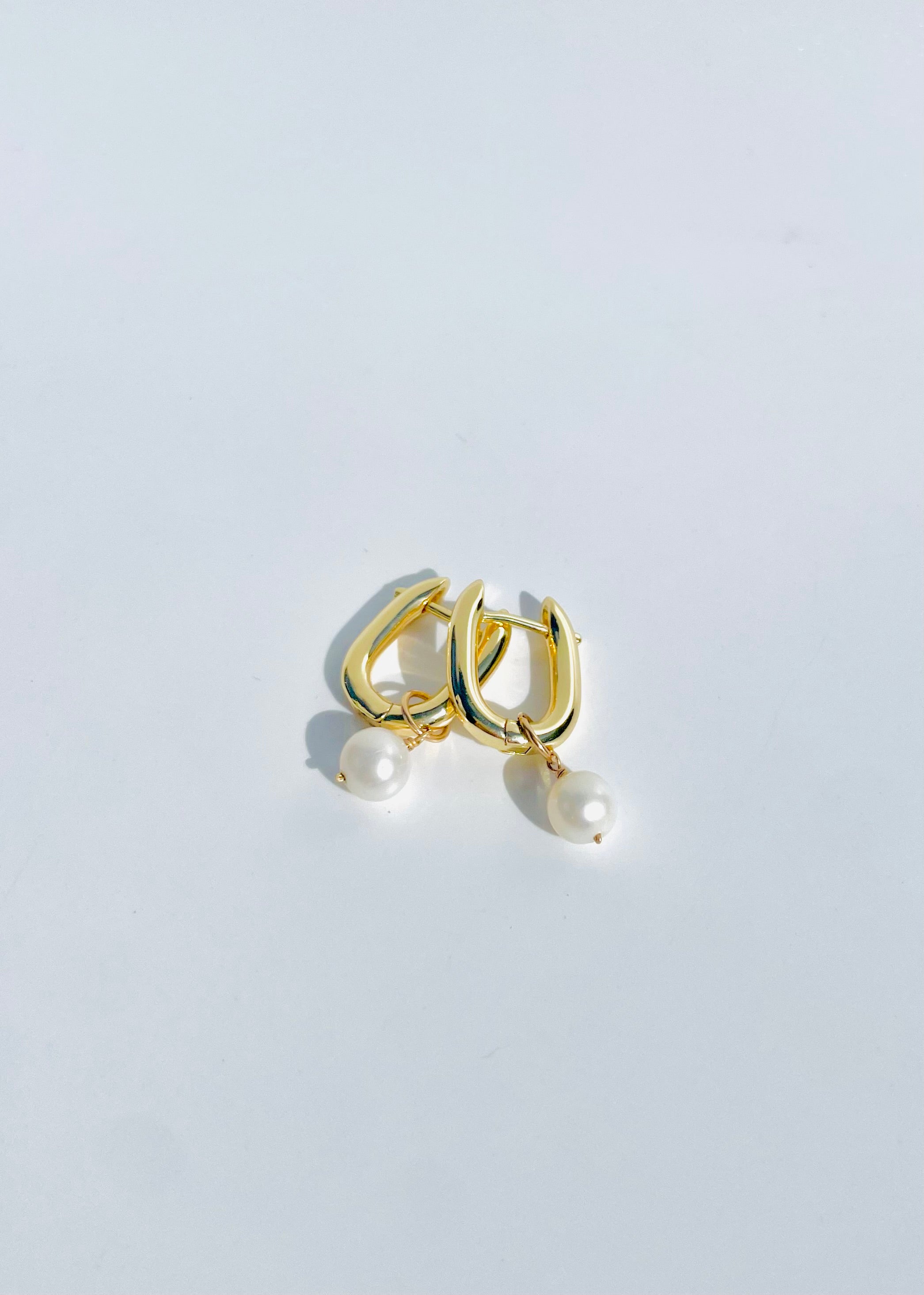 Classic Round Pearl Huggie Earrings