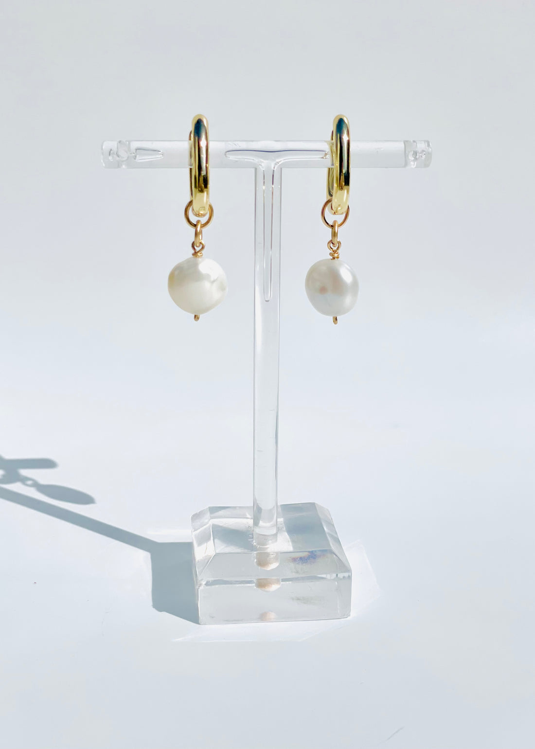 Bold Pearl Huggie Earrings