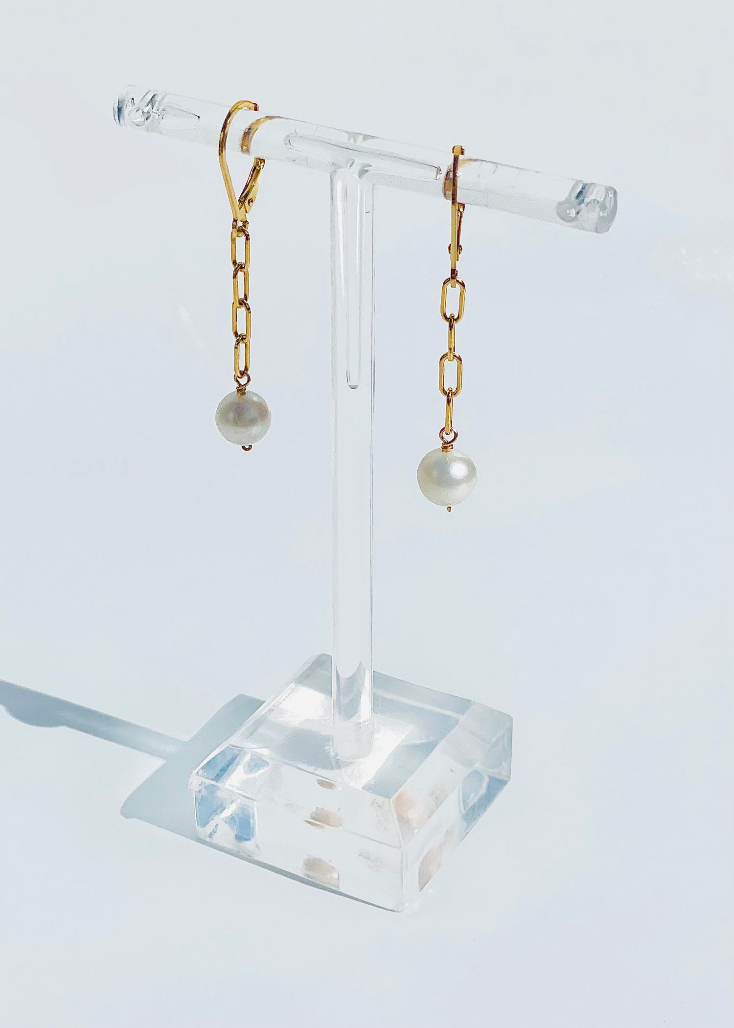 Paper Clip Pearl Earrings