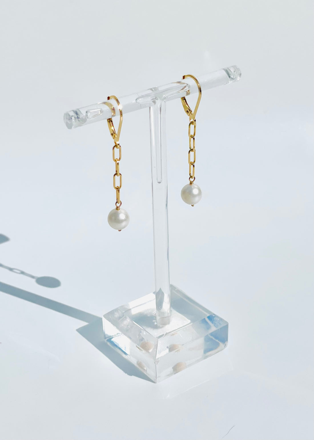 Paper Clip Pearl Earrings