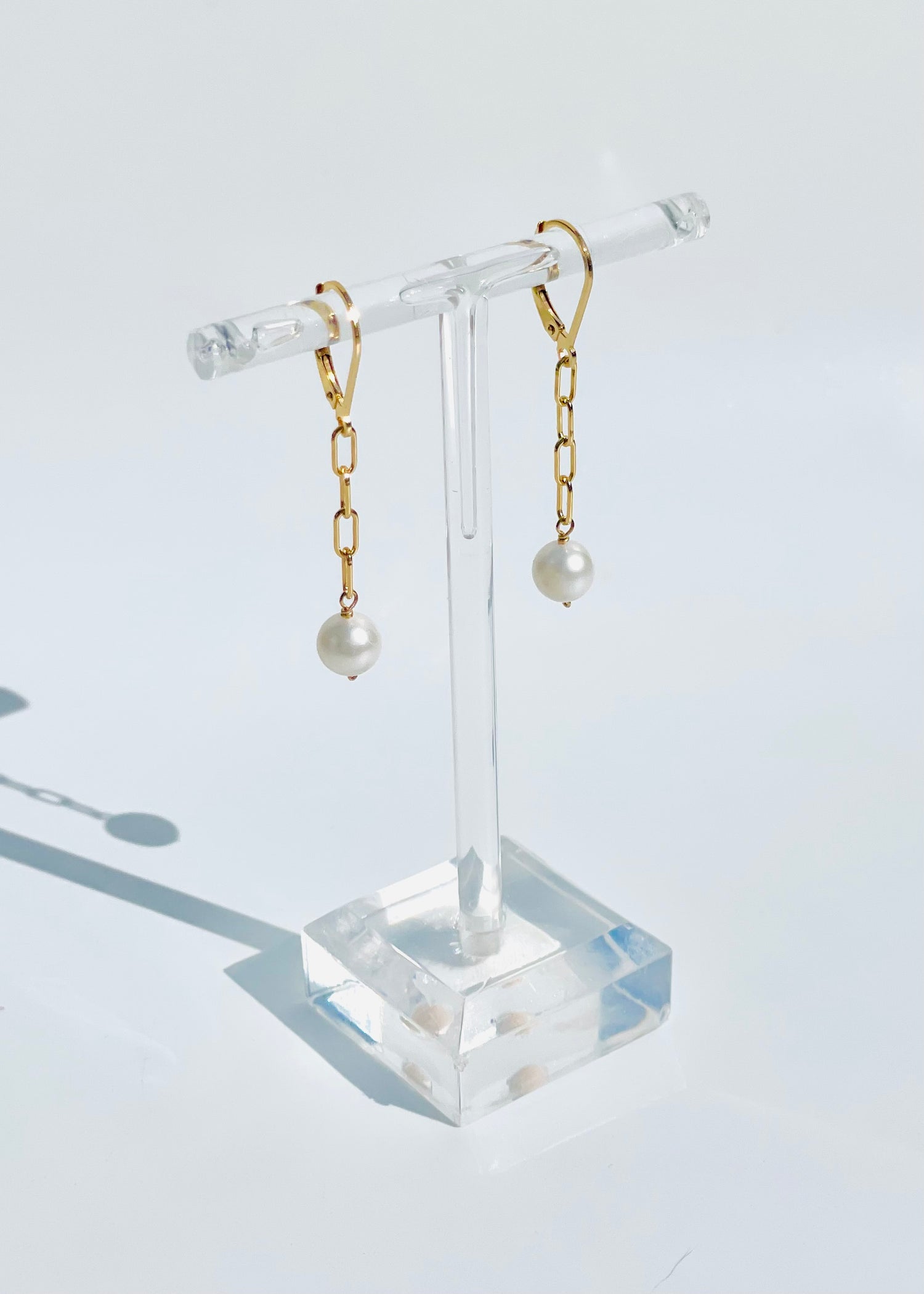 Paper Clip Pearl Earrings
