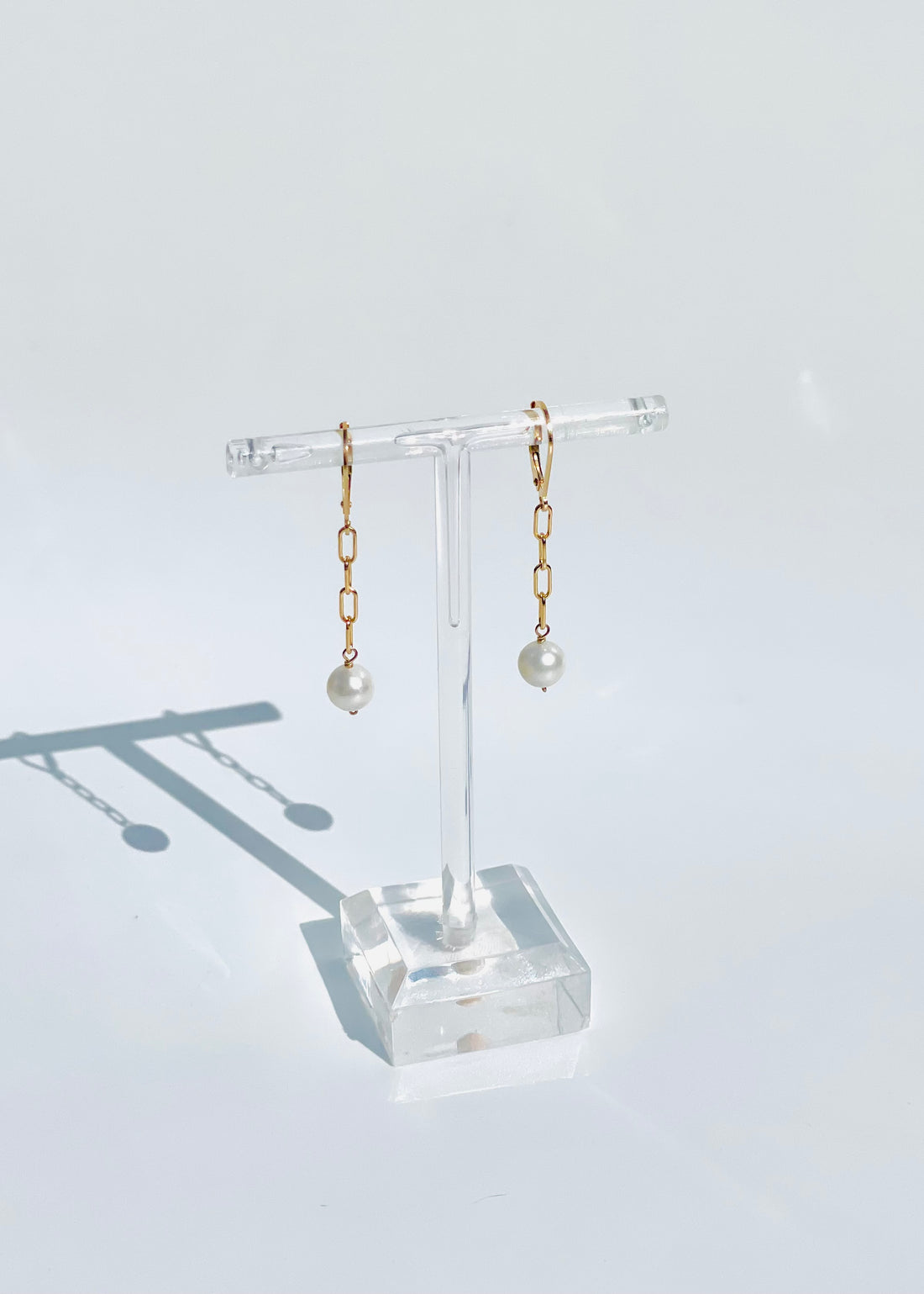 Paper Clip Pearl Earrings