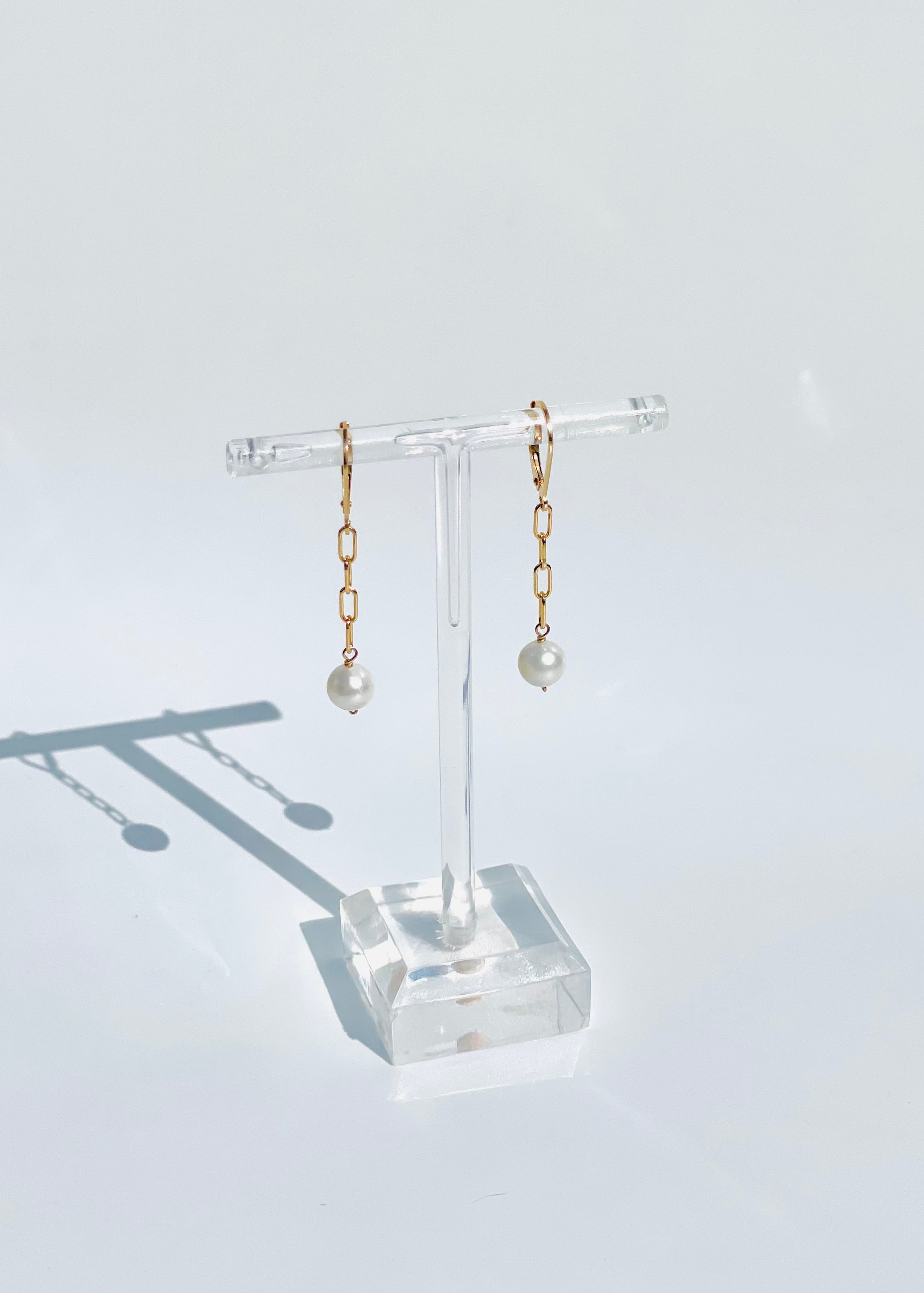 Paper Clip Pearl Earrings
