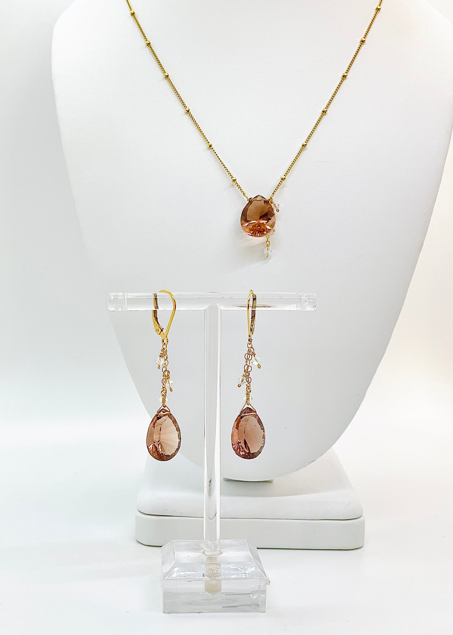 Pink and Playful Rhodolite Drop Necklace
