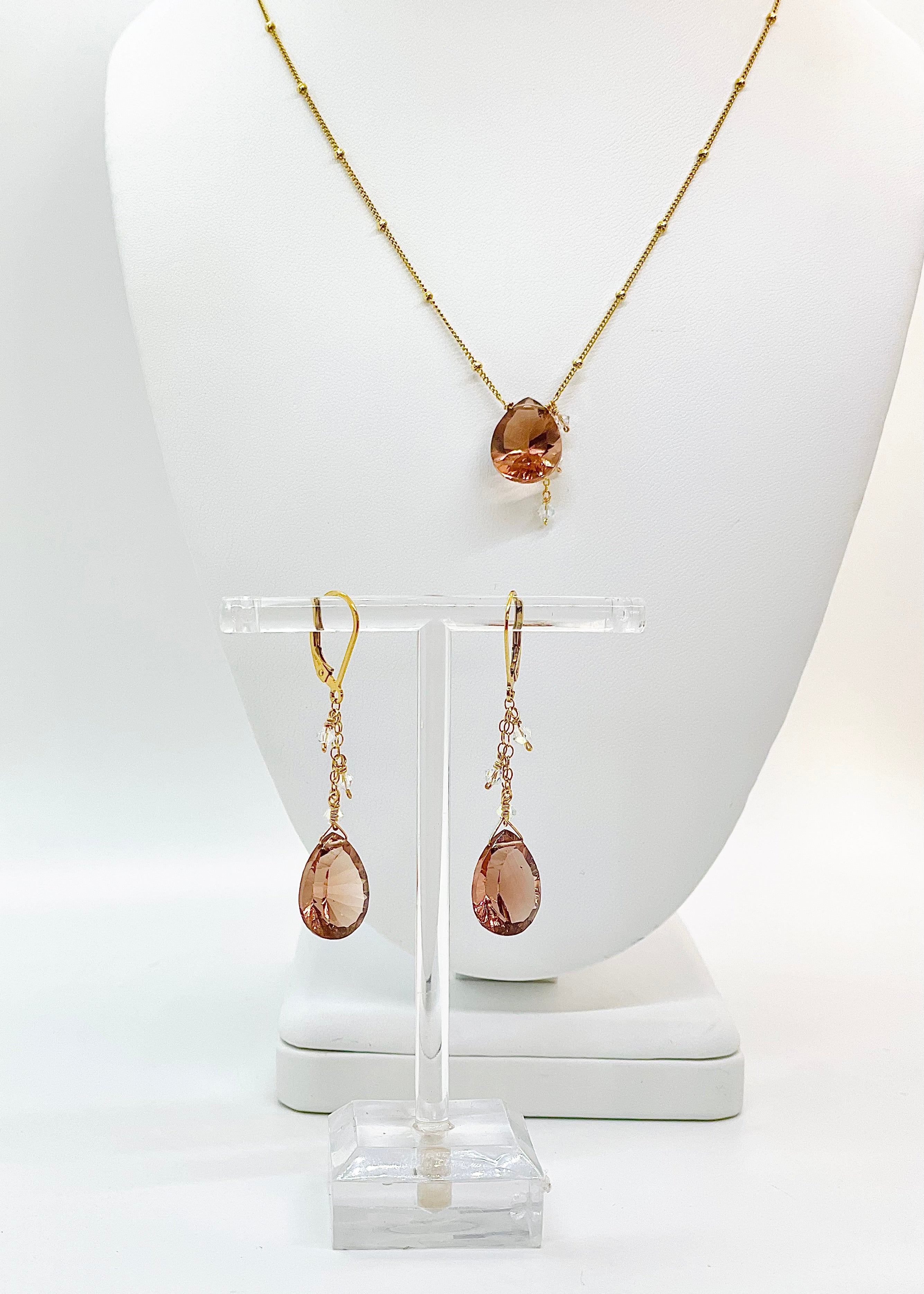Pink and Playful Rhodolite Drop Necklace
