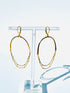 Half hoop, half chain, hoop earrings with lever back earwigs, Gold and Silver 2 1/2" long, 1 1/2" wide