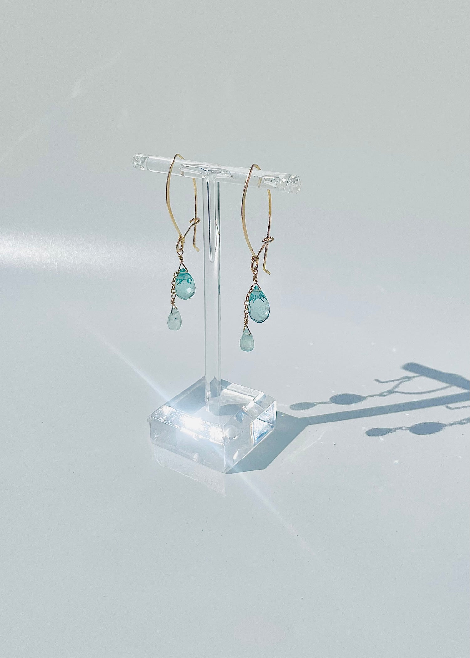Genevieve Aqua Double Drop Earrings