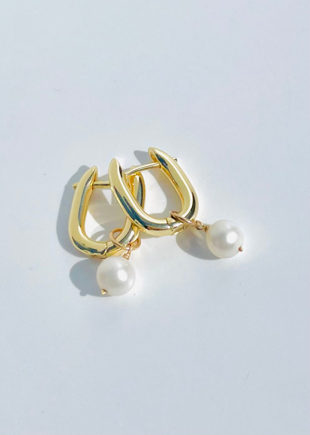 Classic Round Pearl Huggie Earrings