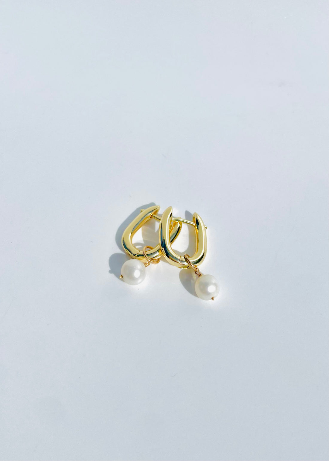 Classic Round Pearl Huggie Earrings