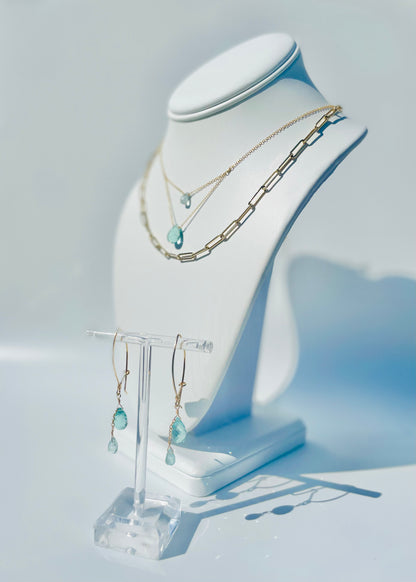 Genevieve Aqua Double Drop Earrings