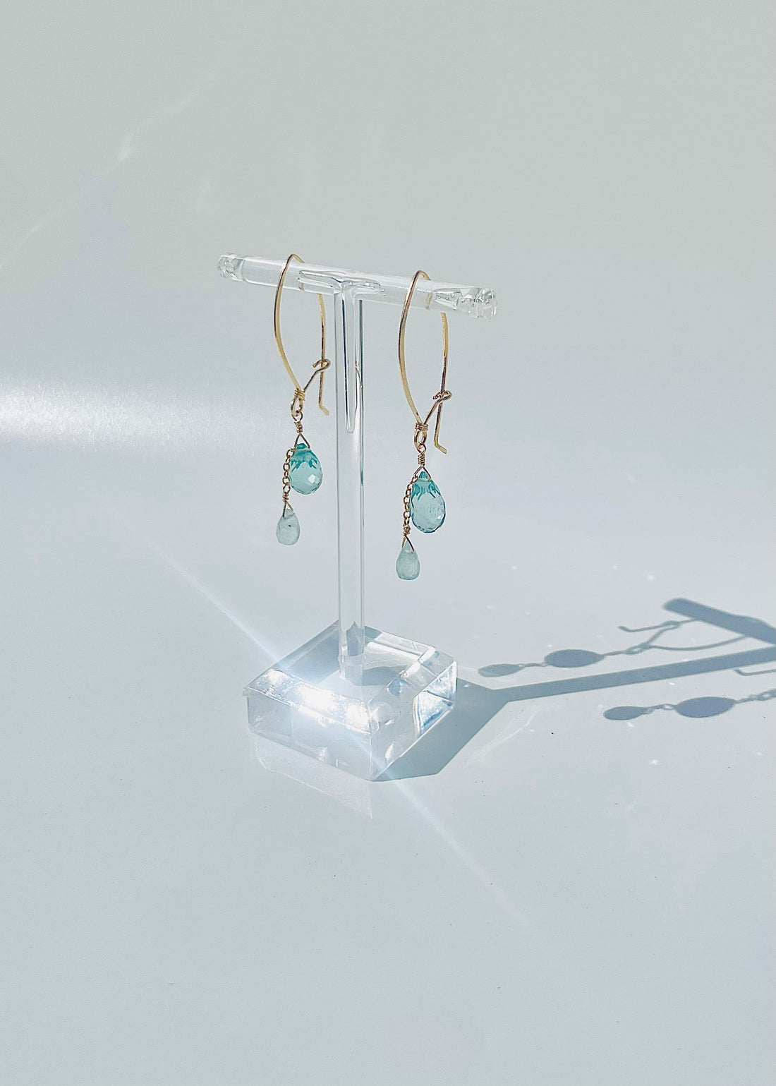 Genevieve Aqua Double Drop Earrings