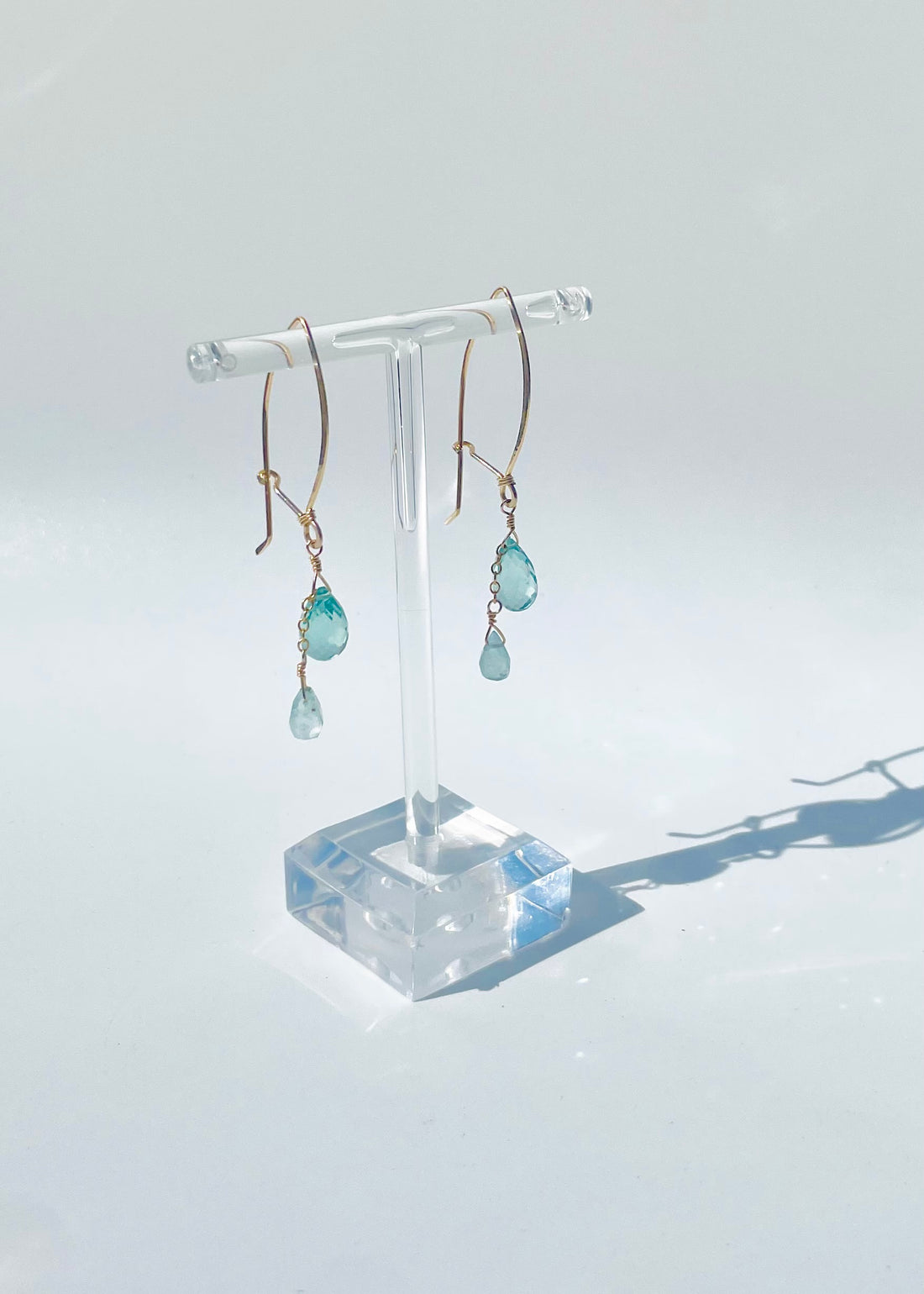 Genevieve Aqua Double Drop Earrings