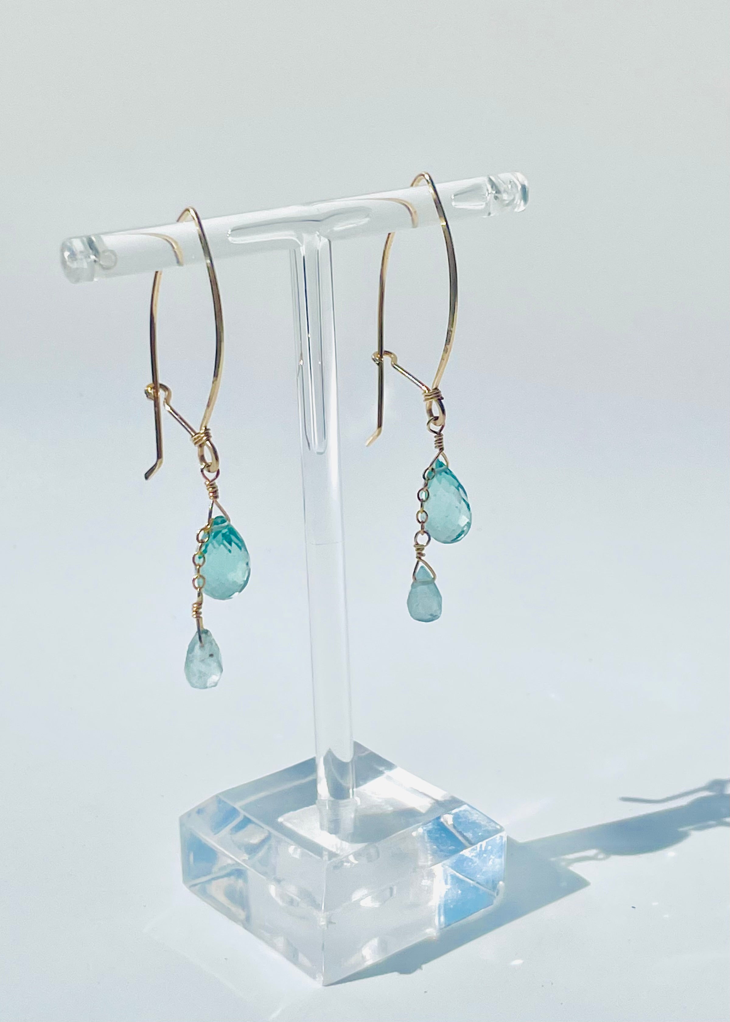 Genevieve Aqua Double Drop Earrings