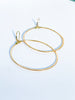 2 1/2" X 1 1/2" Dainty, oval hoop earrings that hang down from a lever back ear wire 